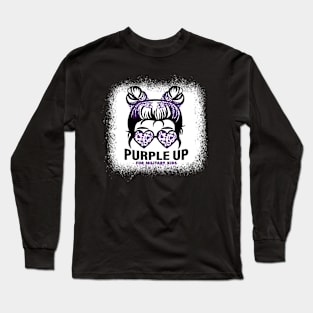 Purple up for military kids Messy bun Military child Month Long Sleeve T-Shirt